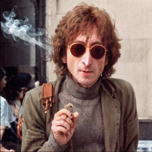 photo of Lennon_1980 smoking a marijuana joint <lora:Lennon_1980:1>